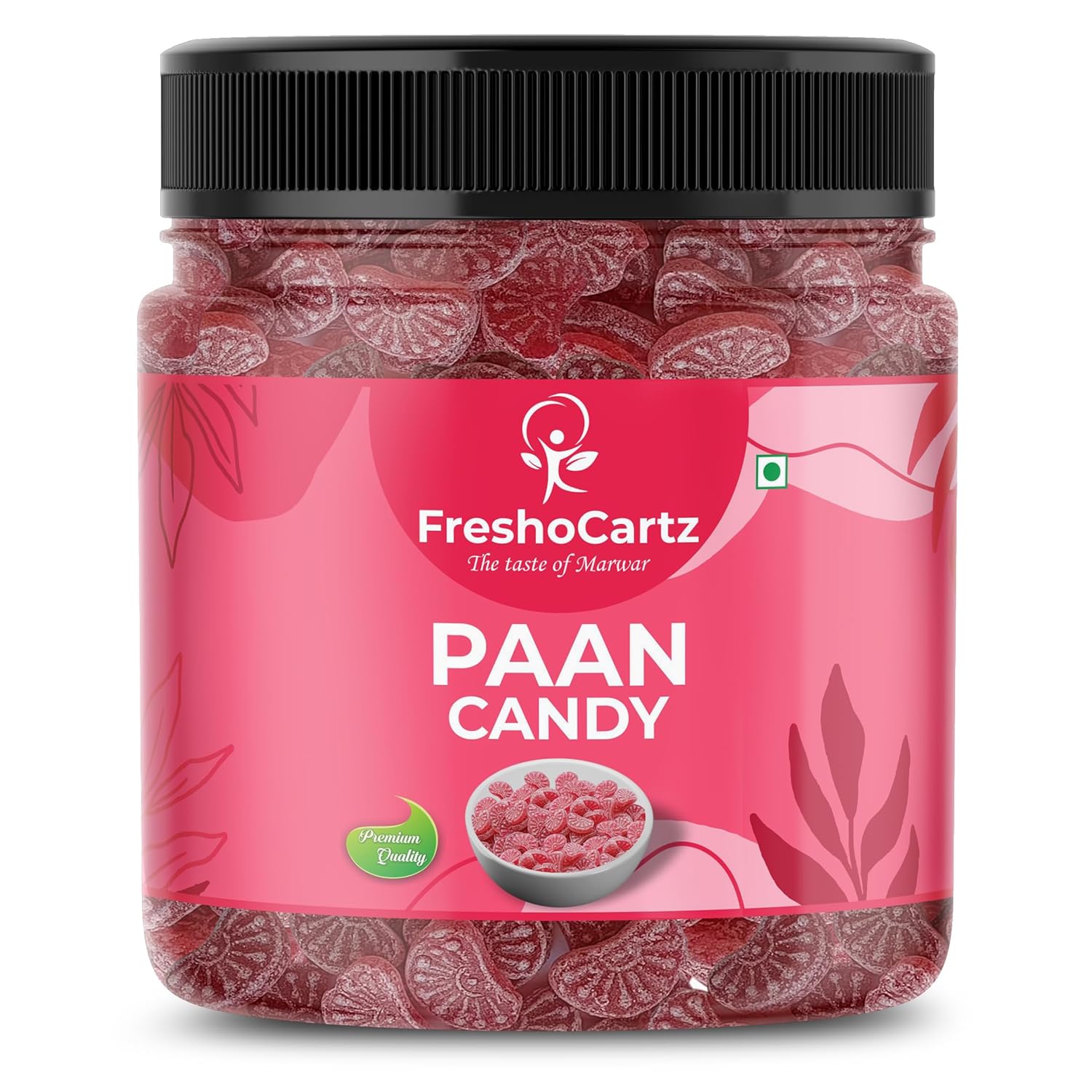 FreshoCartz Paan Flavoured Candy Jar 1KG – Meetha Paan Goli | Sweet & Sour Hard Candy | Mouth Freshener Toffee for Kids & Adults | Traditional Indian Paan Candy (Pack of 1)