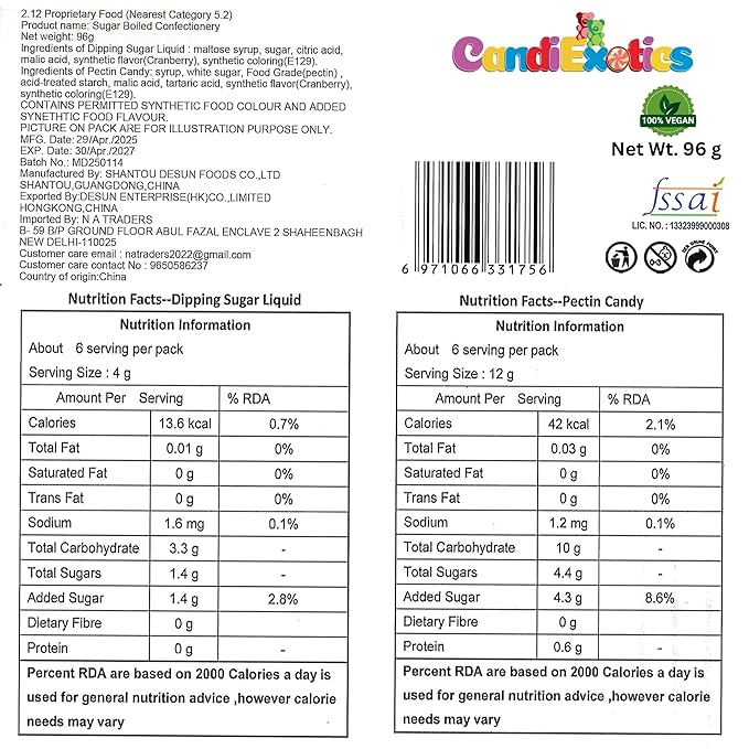 CANDIEXOTICS Sour Juicy Dip'N Stix – Sweet & Sour Chewy Candy for Kids Strawberry Candy Sticks (96 g)