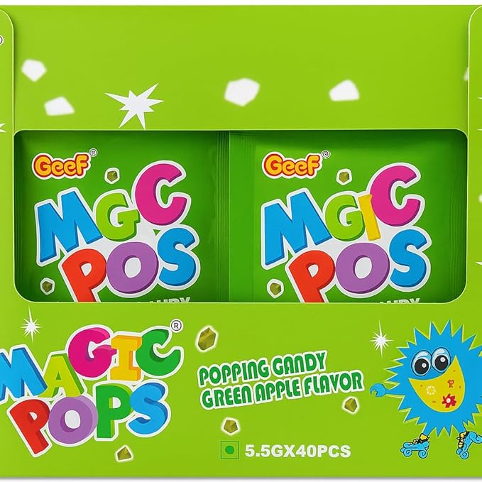 Magic Pops Green Apple  Flavor (40 Pcs Per Pack) Tingling Sensation Popping on mouth Candy healthy Tasty Party Snack