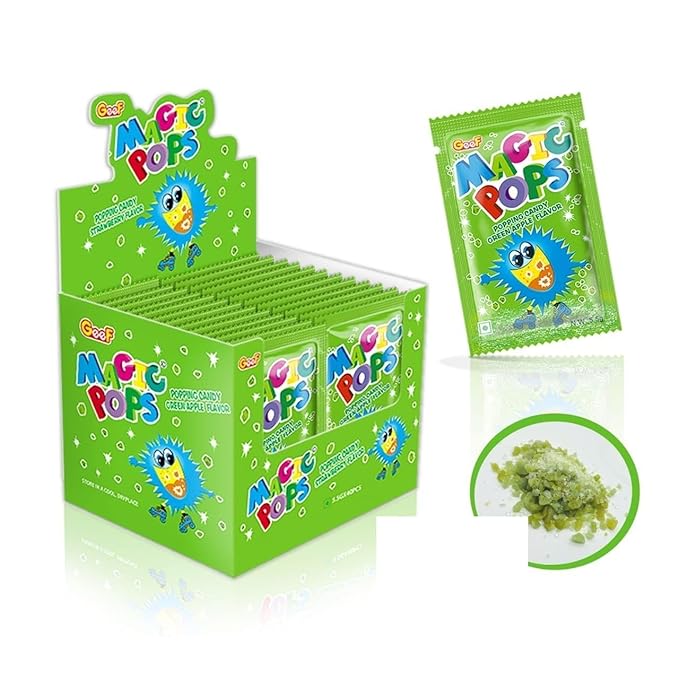Magic Pops Green Apple  Flavor (40 Pcs Per Pack) Tingling Sensation Popping on mouth Candy healthy Tasty Party Snack