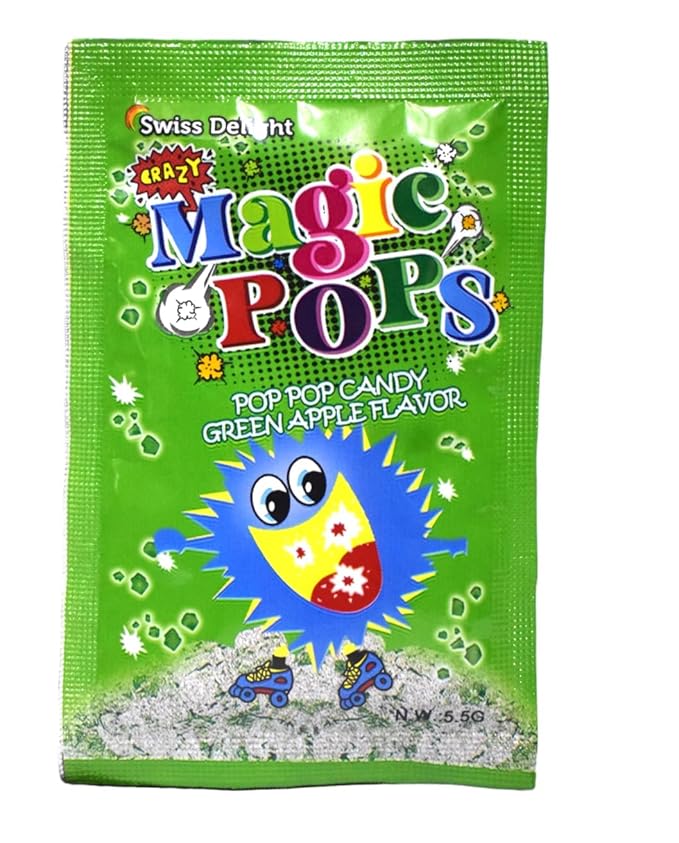 Magic Pops Green Apple  Flavor (40 Pcs Per Pack) Tingling Sensation Popping on mouth Candy healthy Tasty Party Snack